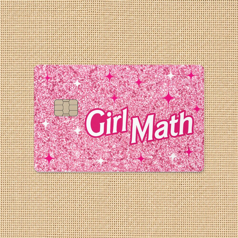 Girl Math Credit Card Skin Sticker Holographic Glitter Pink Sparkle